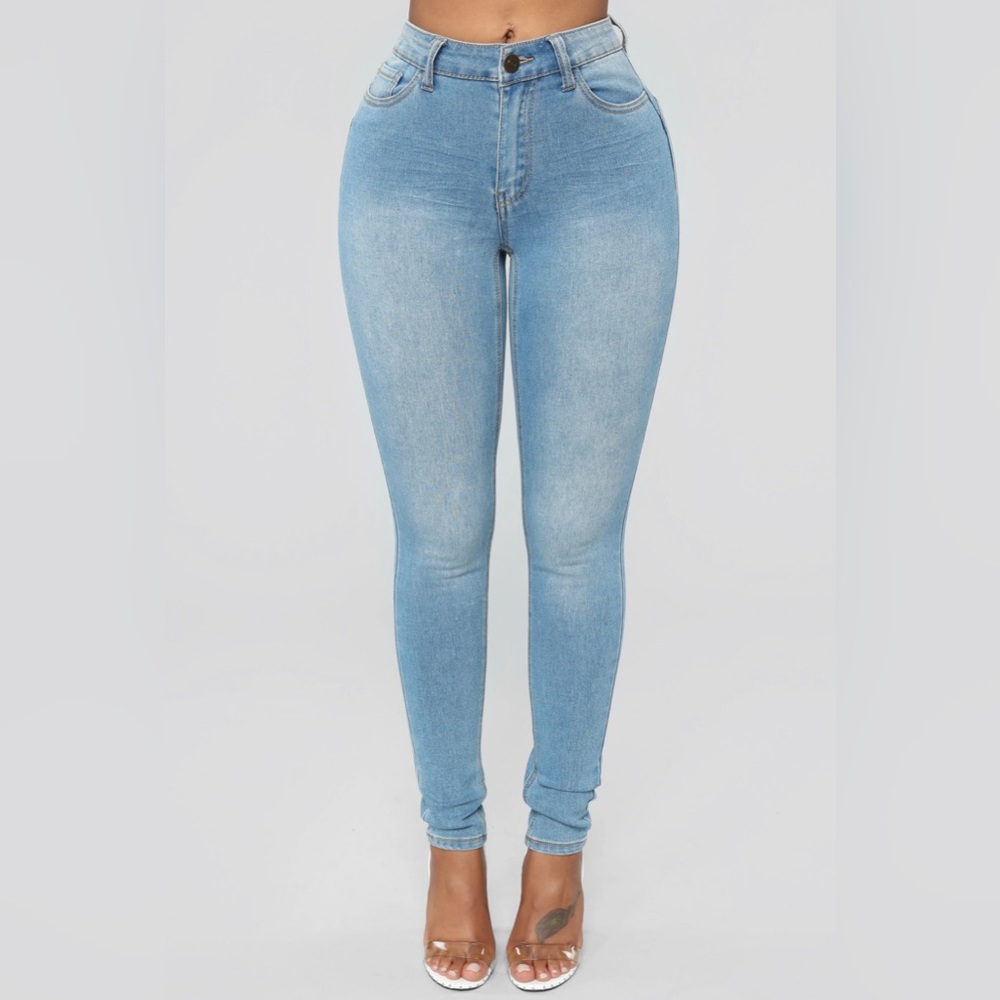 Fashion Nova Wifey High Rise Booty Lifter Jeans - Light Blue Wash